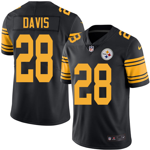 Men's Elite Sean Davis Nike Jersey Black - #28 Rush NFL Pittsburgh Steelers